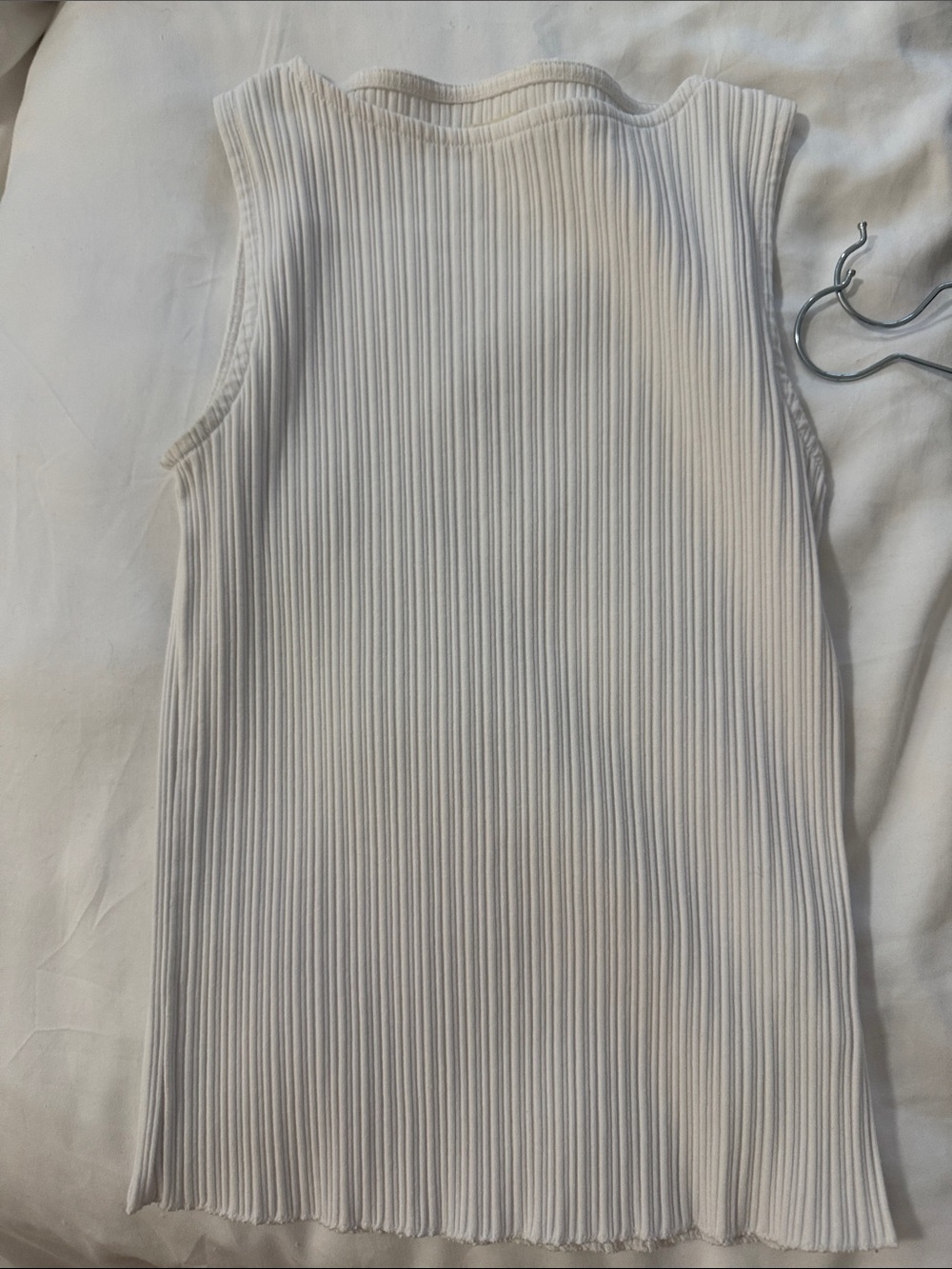 Madewell White Ribbed Tank with Vertical Texture